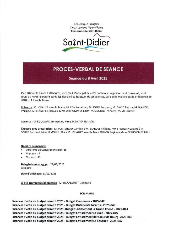 Image du document Procès-Verbal du Conseil Municipal d’Avril
