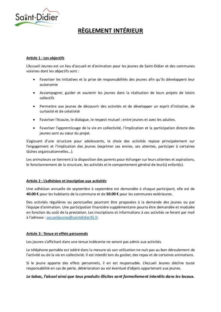Image du document Règlement intérieur