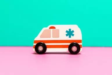 orange and white van toy