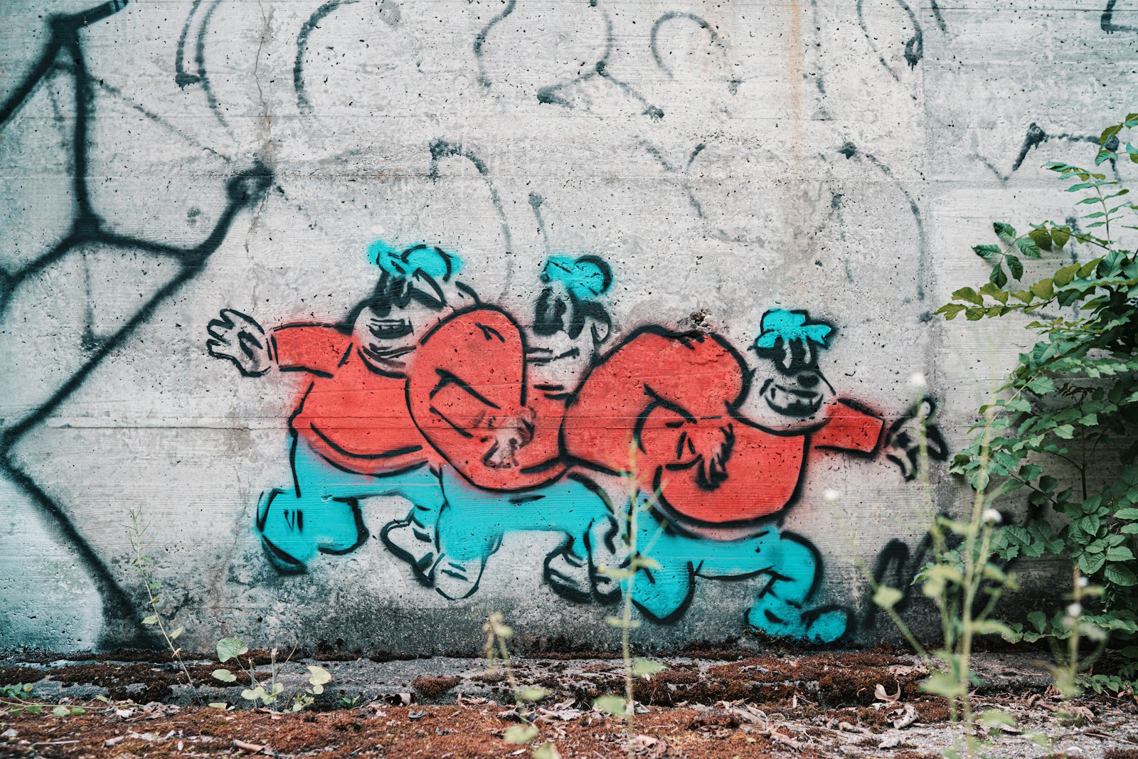 red and blue animal graffiti