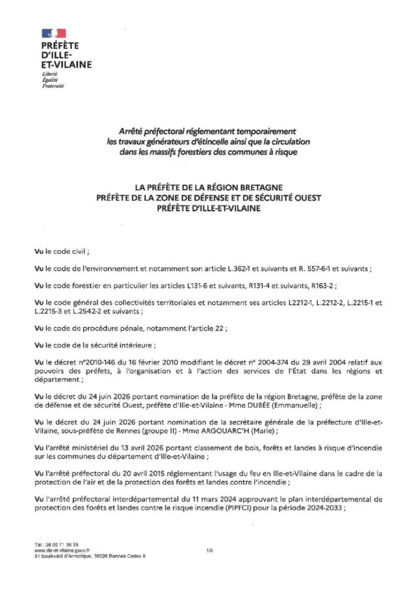 Image du document Arrêté préfectoral- interdictions_travaux étincelles et circulation routiere