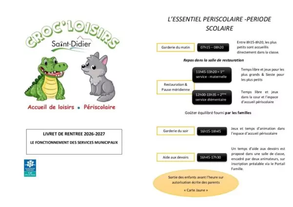 Image du document Livret d&rsquo;accueil Périscolaire et Extrascolaire ( règlement intérieur) 2026-2027